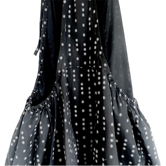 Free People Everlong Trapeze Cotton Mini Dress Smock in Black Combo Size M - Picture 7 of 10